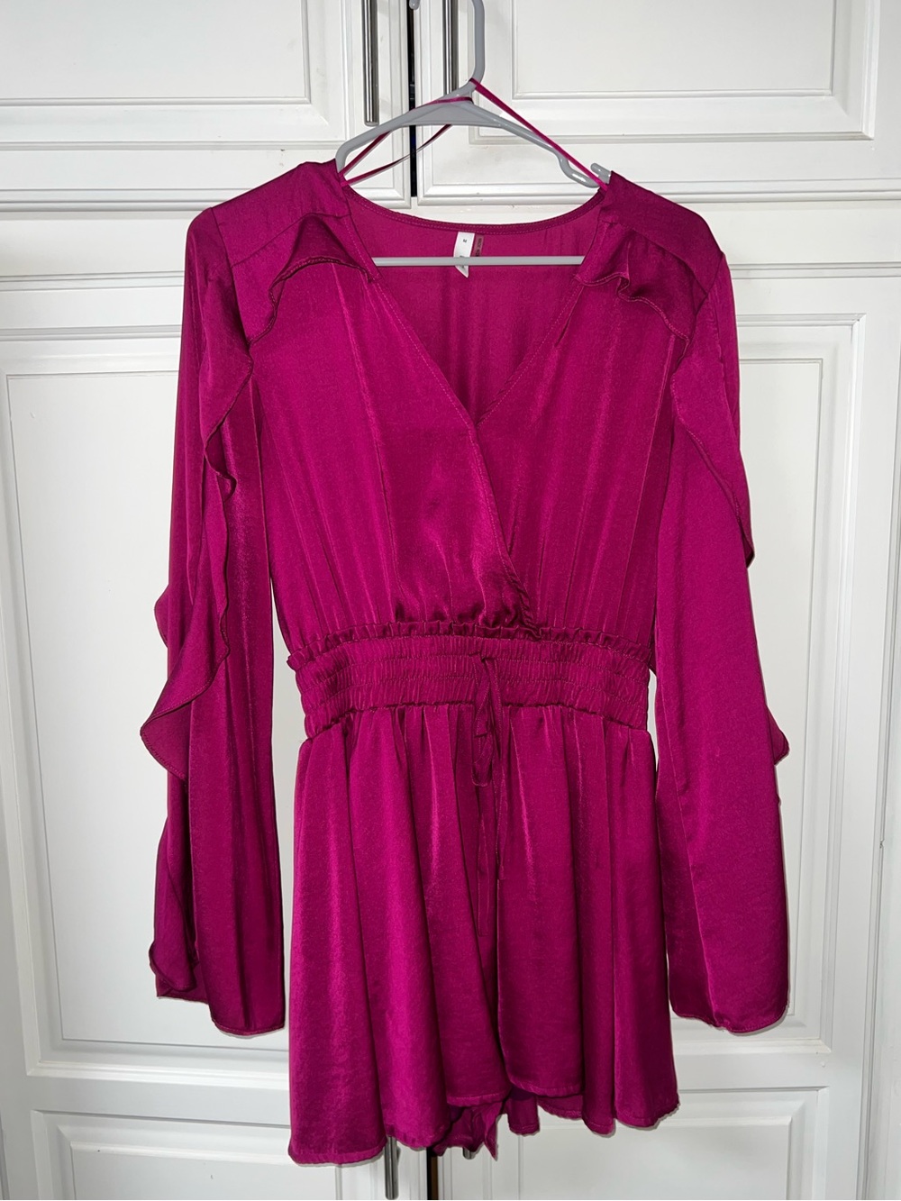 glam Bold Fuchsia V-Neck Romper